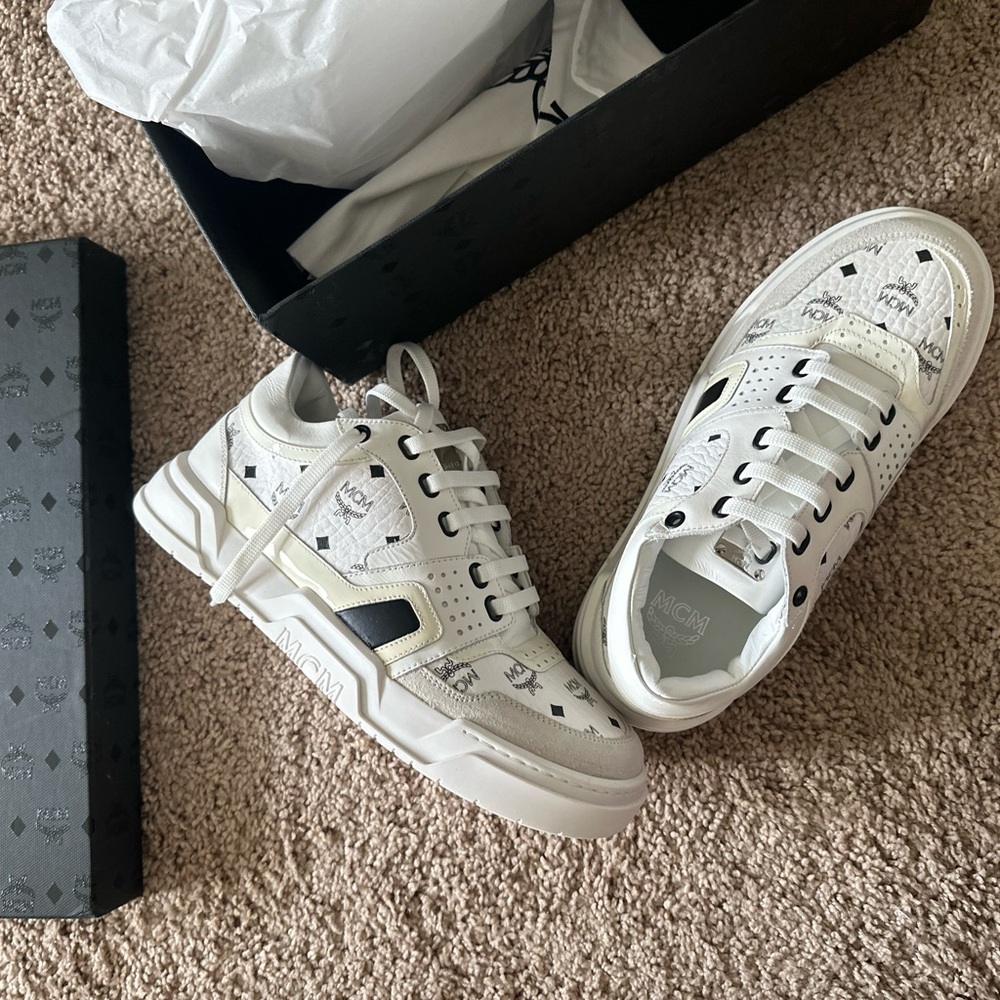 MCM Monogram White and Black Sneakers